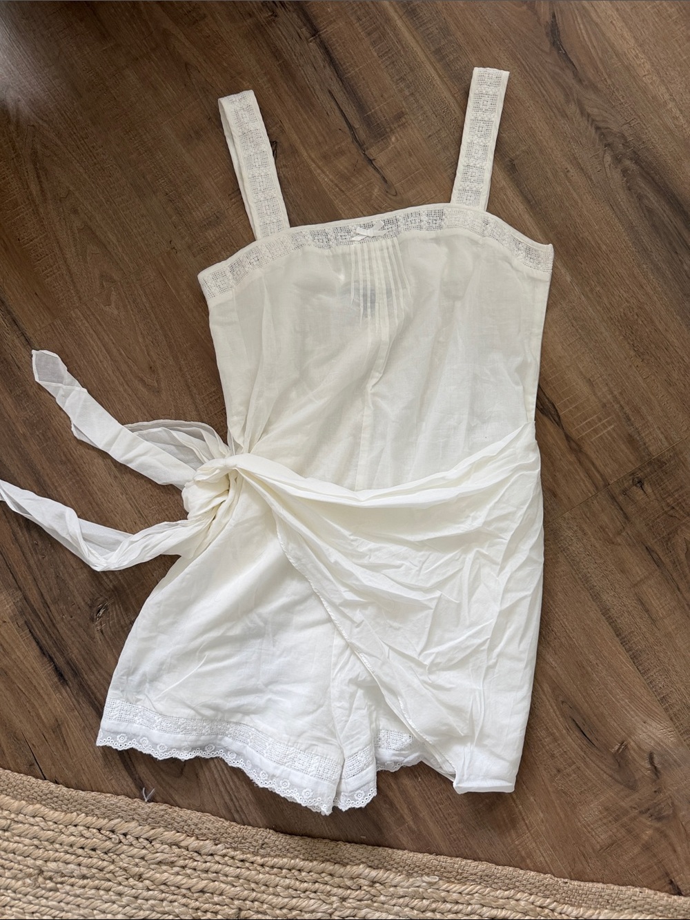 Steve Madden Women’s White Lace-Trim Romper Sleepwear